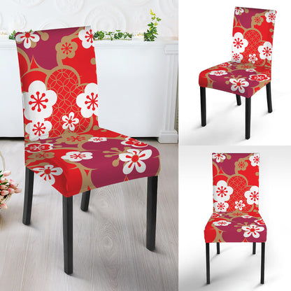 Flower Kimono Pattern Print Dining Chair Slipcover