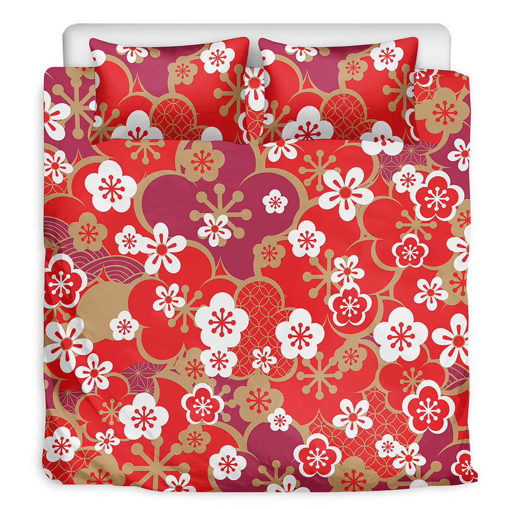Flower Kimono Pattern Print Duvet Cover Bedding Set