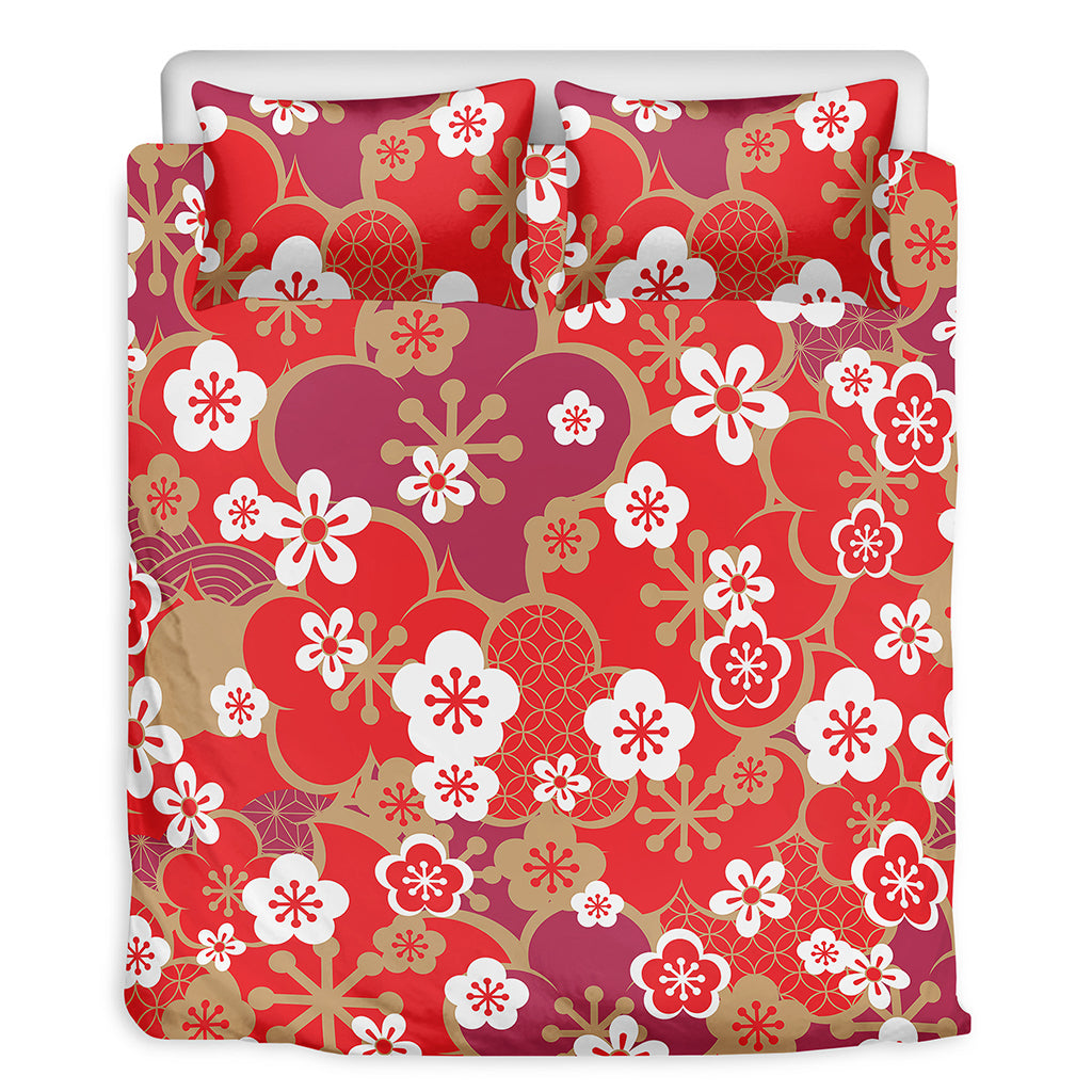 Flower Kimono Pattern Print Duvet Cover Bedding Set