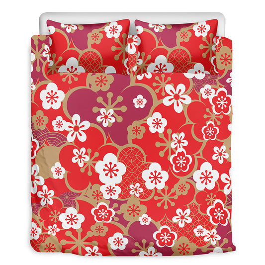 Flower Kimono Pattern Print Duvet Cover Bedding Set