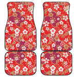 Flower Kimono Pattern Print Front and Back Car Floor Mats
