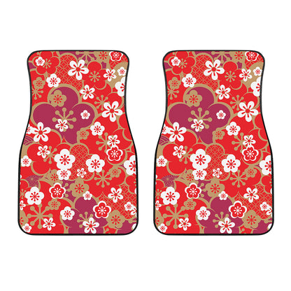 Flower Kimono Pattern Print Front Car Floor Mats