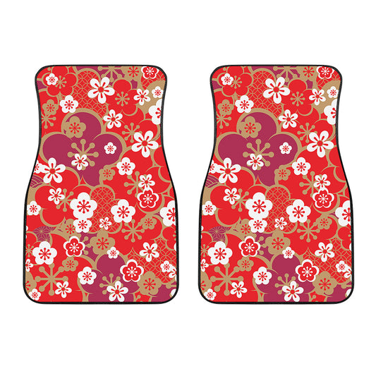 Flower Kimono Pattern Print Front Car Floor Mats