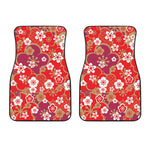 Flower Kimono Pattern Print Front Car Floor Mats