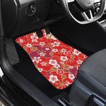 Flower Kimono Pattern Print Front Car Floor Mats
