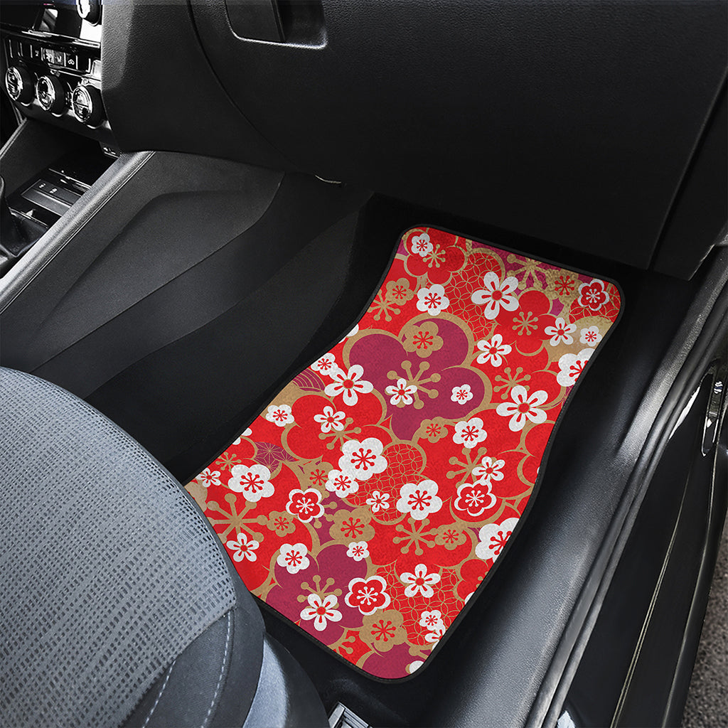 Flower Kimono Pattern Print Front Car Floor Mats