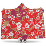 Flower Kimono Pattern Print Hooded Blanket