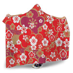 Flower Kimono Pattern Print Hooded Blanket
