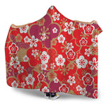 Flower Kimono Pattern Print Hooded Blanket