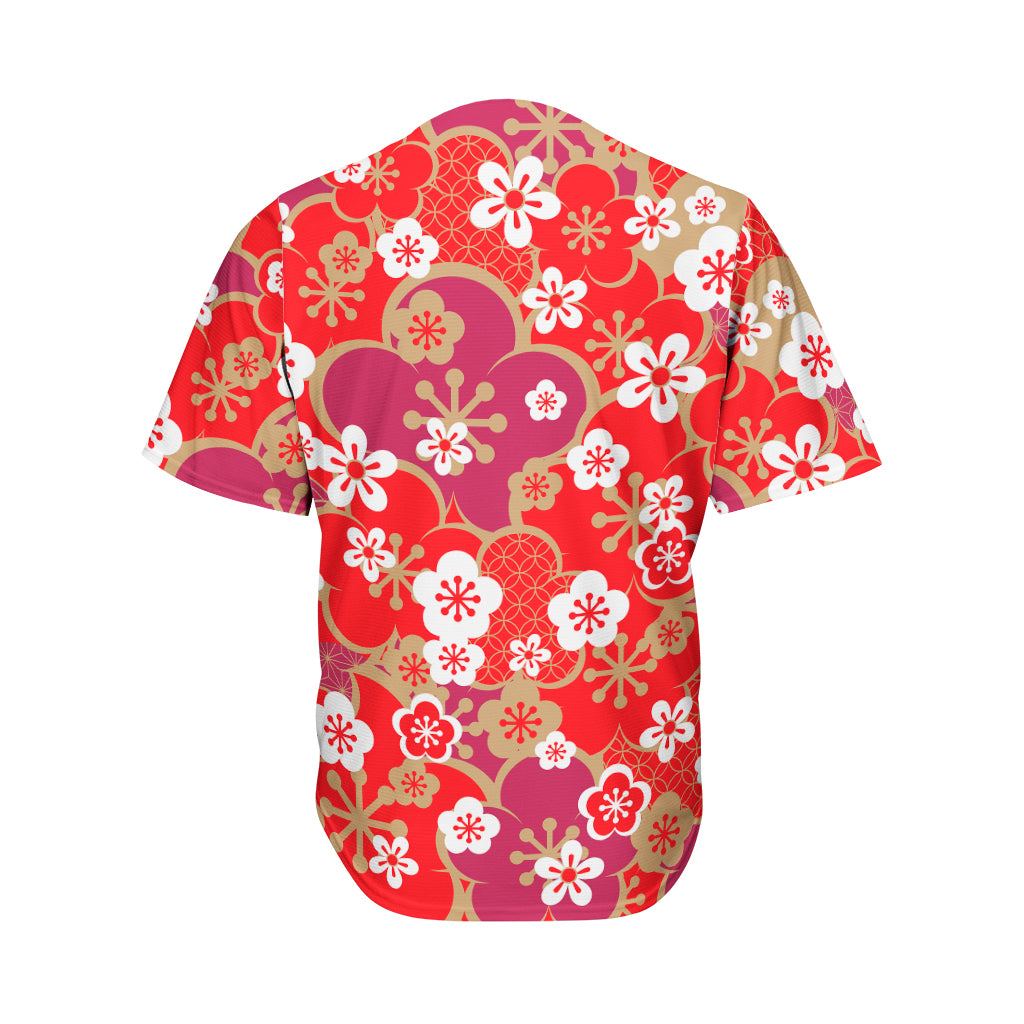 Flower Kimono Pattern Print Men's Baseball Jersey