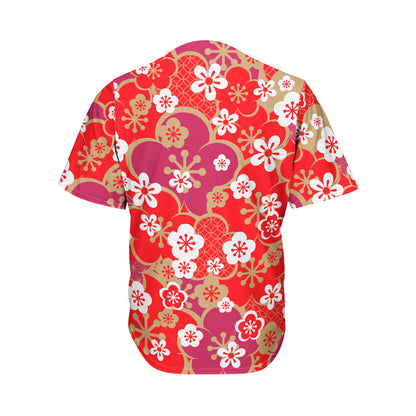 Flower Kimono Pattern Print Men's Baseball Jersey