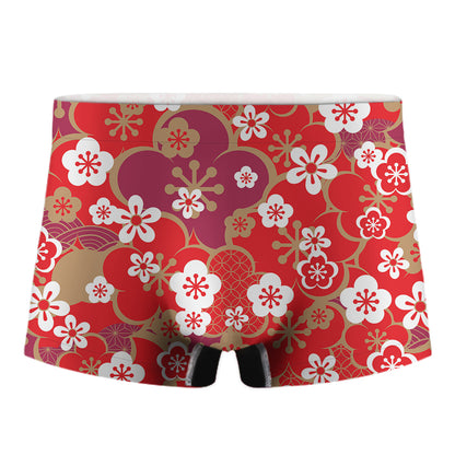 Flower Kimono Pattern Print Men's Boxer Briefs
