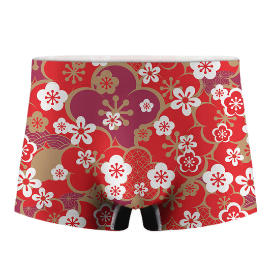 Flower Kimono Pattern Print Men's Boxer Briefs