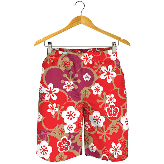 Flower Kimono Pattern Print Men's Shorts