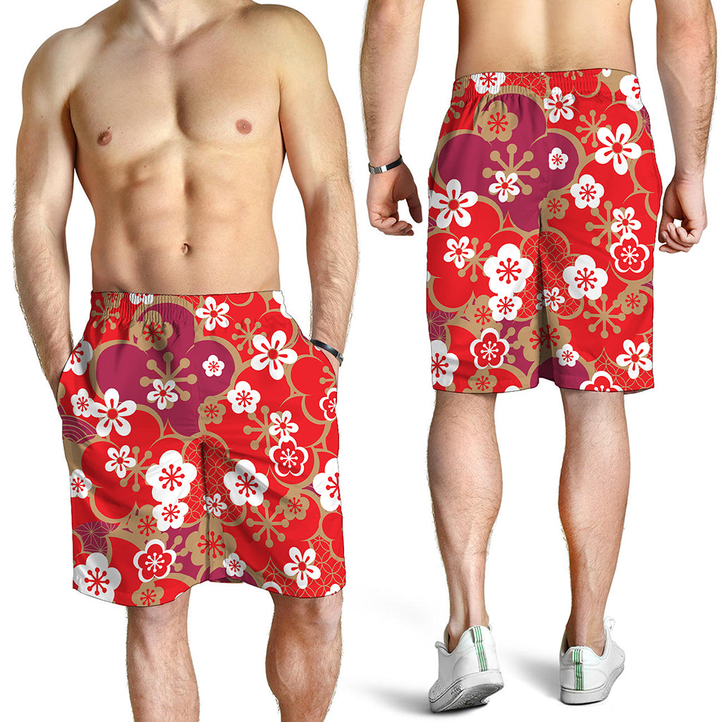 Flower Kimono Pattern Print Men's Shorts