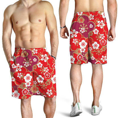 Flower Kimono Pattern Print Men's Shorts
