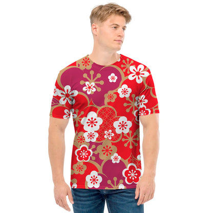 Flower Kimono Pattern Print Men's T-Shirt