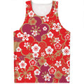 Flower Kimono Pattern Print Men's Tank Top