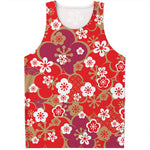 Flower Kimono Pattern Print Men's Tank Top