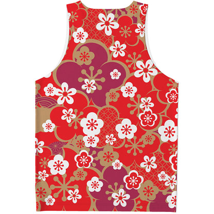Flower Kimono Pattern Print Men's Tank Top