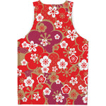Flower Kimono Pattern Print Men's Tank Top