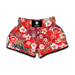 Flower Kimono Pattern Print Muay Thai Boxing Shorts