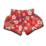 Flower Kimono Pattern Print Muay Thai Boxing Shorts