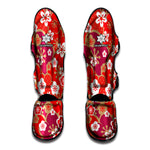 Flower Kimono Pattern Print Muay Thai Shin Guard