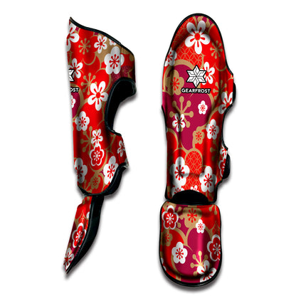 Flower Kimono Pattern Print Muay Thai Shin Guard