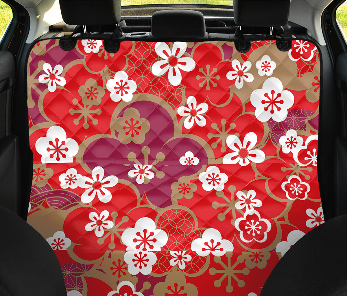 Flower Kimono Pattern Print Pet Car Back Seat Cover