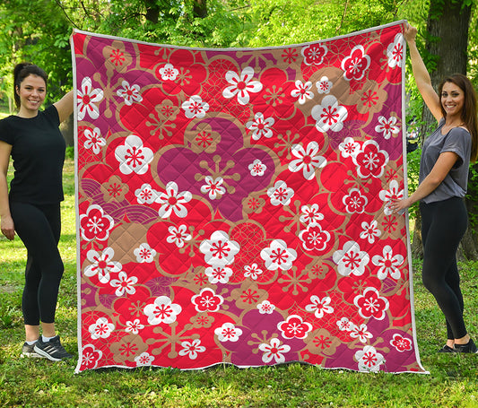 Flower Kimono Pattern Print Quilt