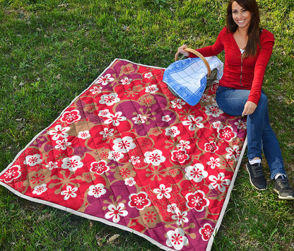 Flower Kimono Pattern Print Quilt