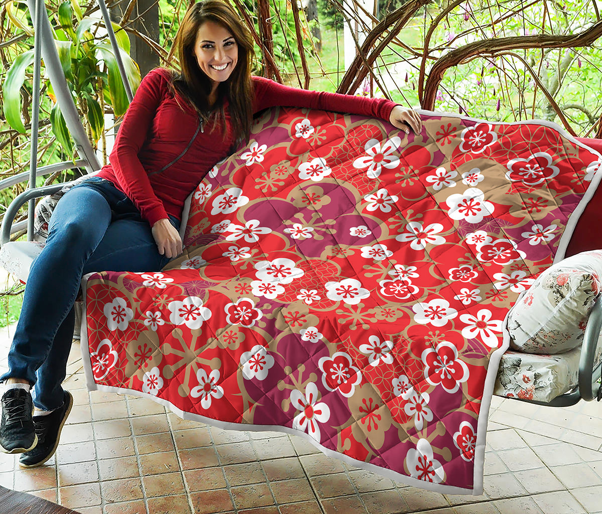 Flower Kimono Pattern Print Quilt