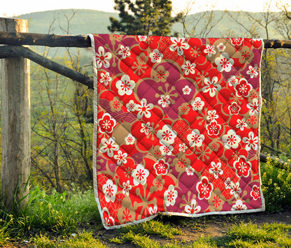 Flower Kimono Pattern Print Quilt