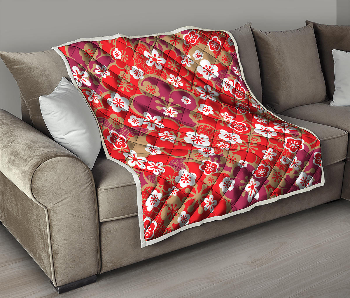 Flower Kimono Pattern Print Quilt
