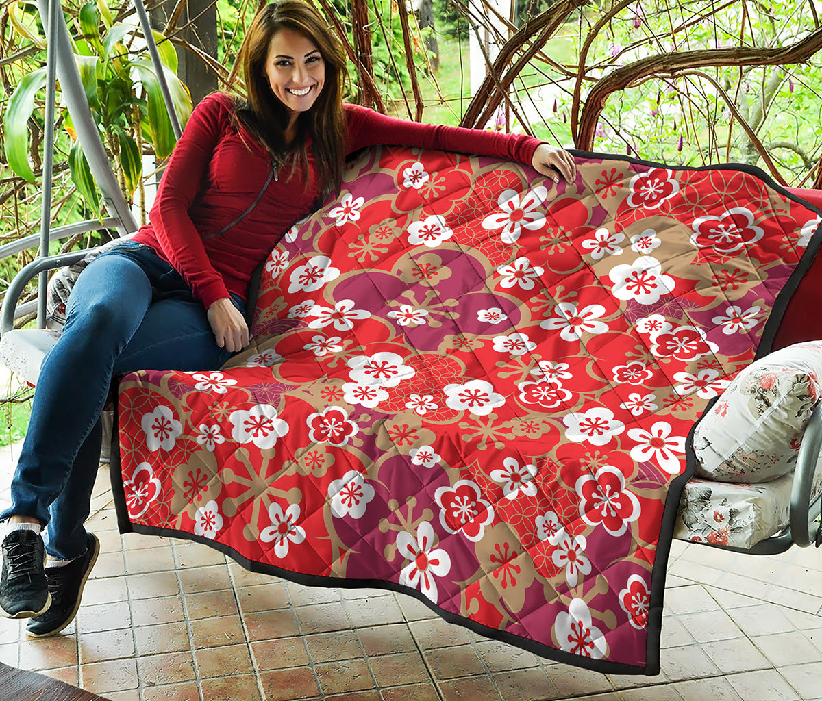 Flower Kimono Pattern Print Quilt