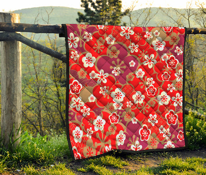 Flower Kimono Pattern Print Quilt