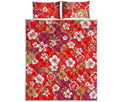 Flower Kimono Pattern Print Quilt Bed Set