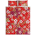 Flower Kimono Pattern Print Quilt Bed Set