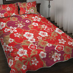 Flower Kimono Pattern Print Quilt Bed Set