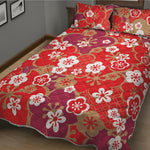 Flower Kimono Pattern Print Quilt Bed Set
