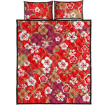 Flower Kimono Pattern Print Quilt Bed Set