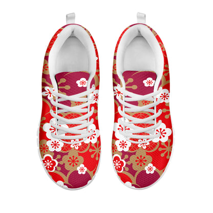 Flower Kimono Pattern Print White Sneakers