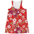 Flower Kimono Pattern Print Women's Racerback Tank Top