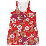 Flower Kimono Pattern Print Women's Racerback Tank Top