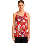 Flower Kimono Pattern Print Women's Racerback Tank Top