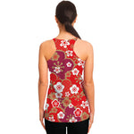Flower Kimono Pattern Print Women's Racerback Tank Top