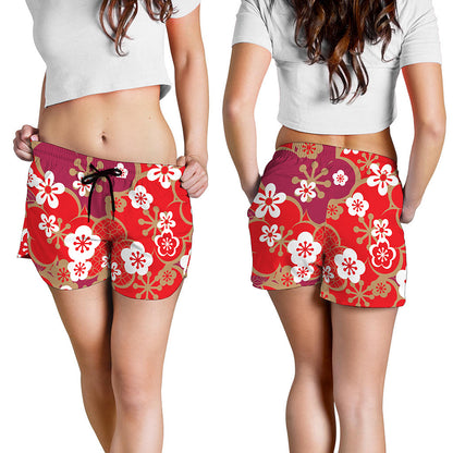 Flower Kimono Pattern Print Women's Shorts