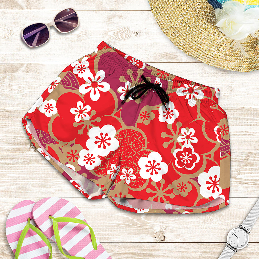 Flower Kimono Pattern Print Women's Shorts