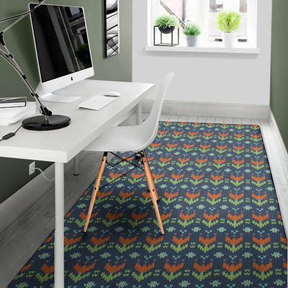 Flower Knitted Pattern Print Area Rug